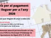 Convocatòria d’ajuts al lloguer per a persones grans al 2026