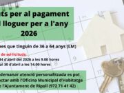 Convocatòria d’ajuts al lloguer per a persones de 36 a 64 anys per al 2026
