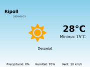 AEMET: El temps per a Ripoll – 25 de Maig de 2026