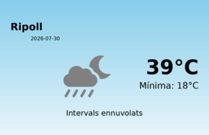 AEMET: El temps per a Ripoll – 30 de Juliol de 2026